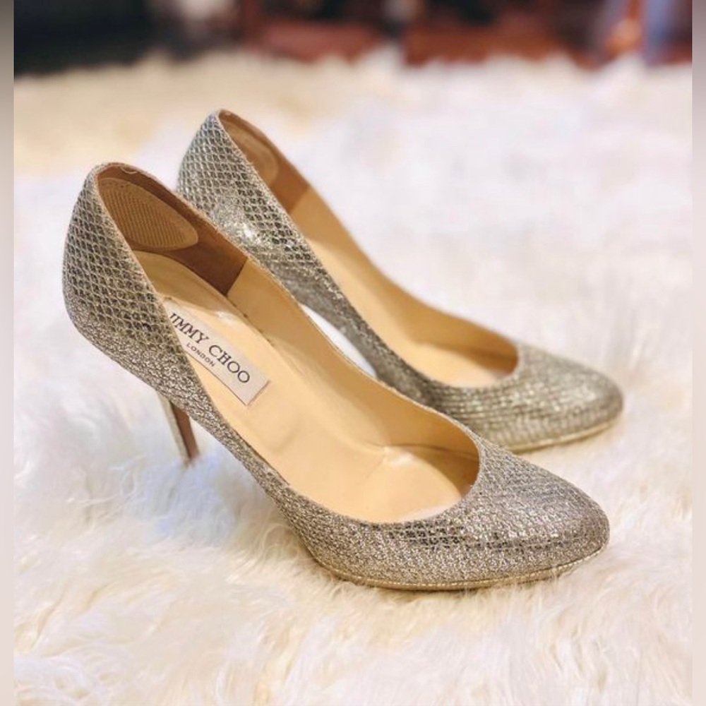 Jimmy Choo silver heels size 9 39.5